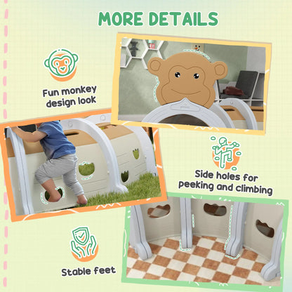 AIYAPLAY Monkey Design Kids Play Tunnel for Crawl and Climb, for 3-6 Years, Brown 