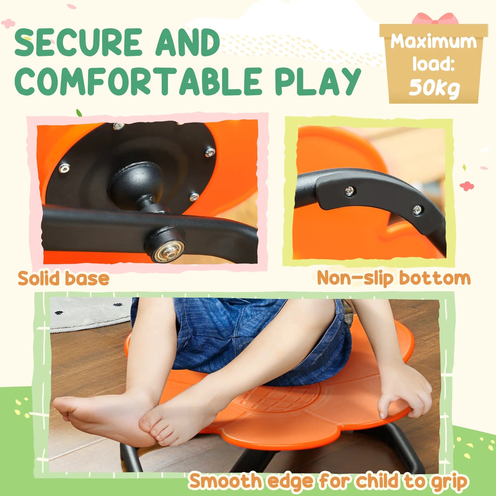 AIYAPLAY Sensory Spinning Chair for Kids, for Coordination, Balance, Orange 