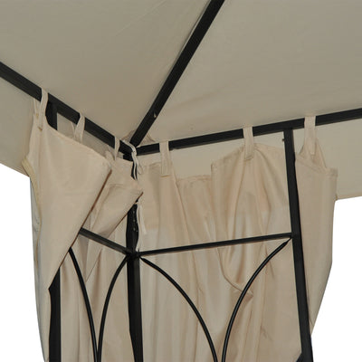Outsunny 3 x 3 m Garden Gazebo Double Roof Marquee Patio Wedding Party Tent Canopy Shelter with Sidewalls, (Beige) 