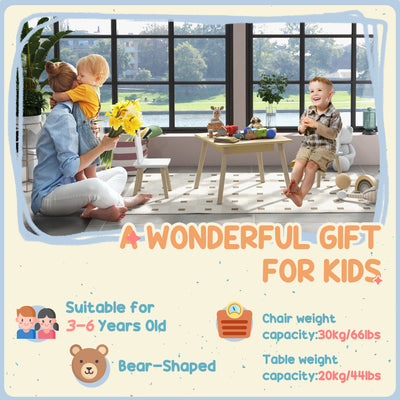 AIYAPLAY 3-Piece Kids Table and Chairs Set with Convertible Desk and Storage Grid, Kids Activity Table for Nursery, Playroom 