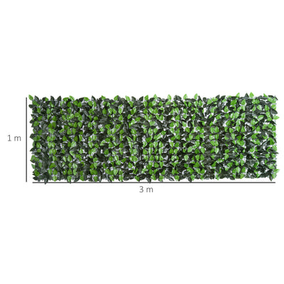 Outsunny Artificial Leaf Hedge Screen Privacy Fence Panel for Garden Outdoor Indoor Decor 3M x 1M Light Green and Dark Green 