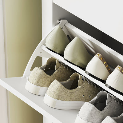 HOMCOM Modern Two-Drawer Shoe Cabinet - White 