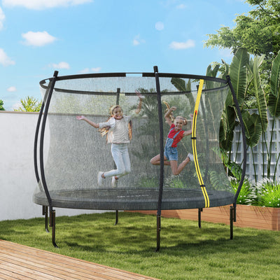 SPORTNOW 8ft Trampoline with Enclosure Net and Spring Cover, Outdoor Trampoline Garden Jumping Mat, Black 