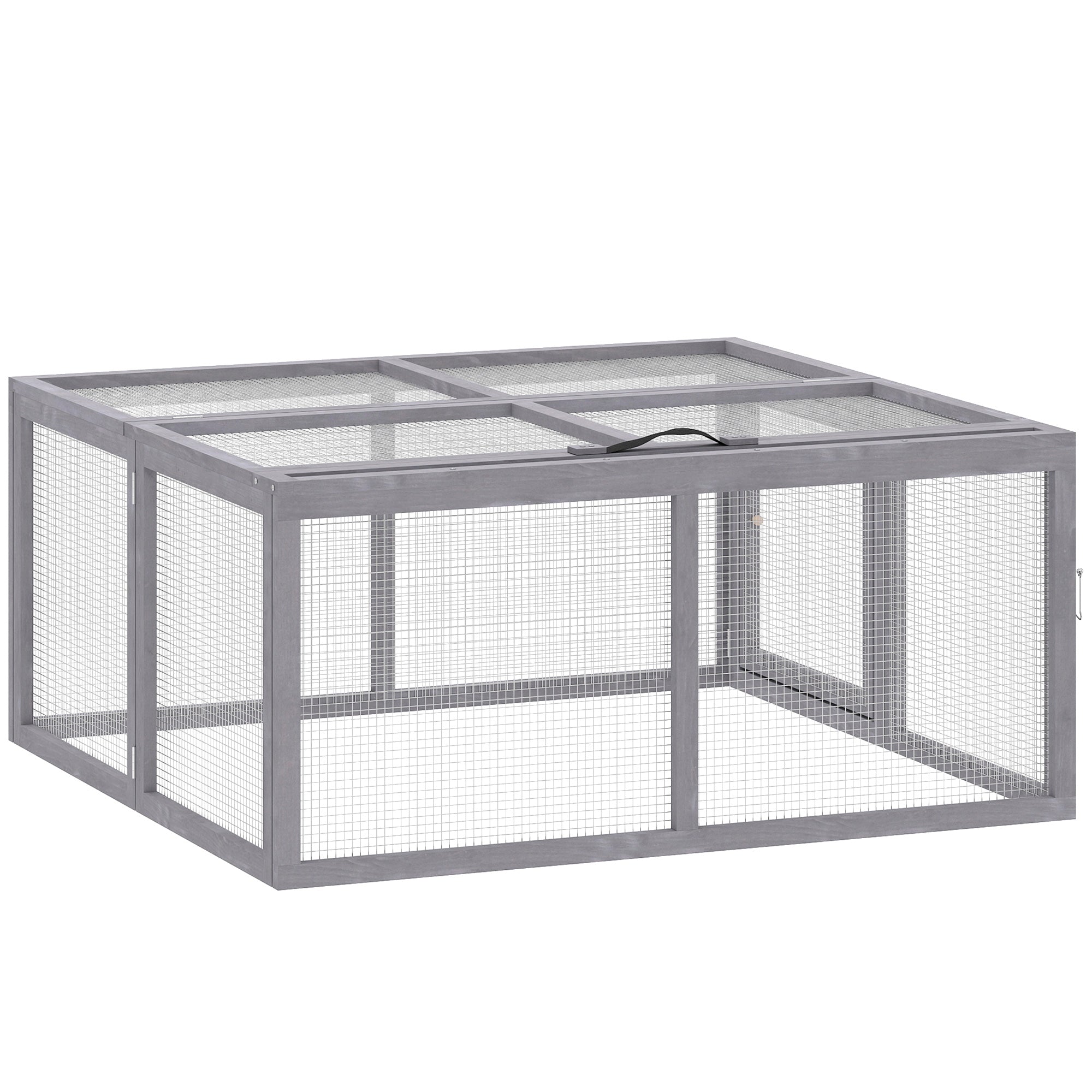 PawHut Rabbit Hutch Outdoor, Foldable Guinea Pig House with Openable Top, for 3 Bunnies, Ducks, Chickens, 110 x 105 x 50 cm 