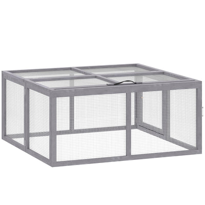 PawHut Rabbit Hutch Outdoor, Foldable Guinea Pig House with Openable Top, for 3 Bunnies, Ducks, Chickens, 110 x 105 x 50 cm 