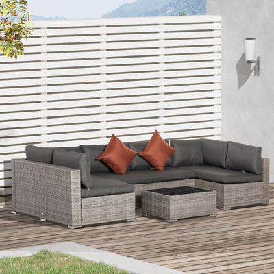Outsunny Four-Piece Half-Square Rattan Sofa Set - Mixed Grey 
