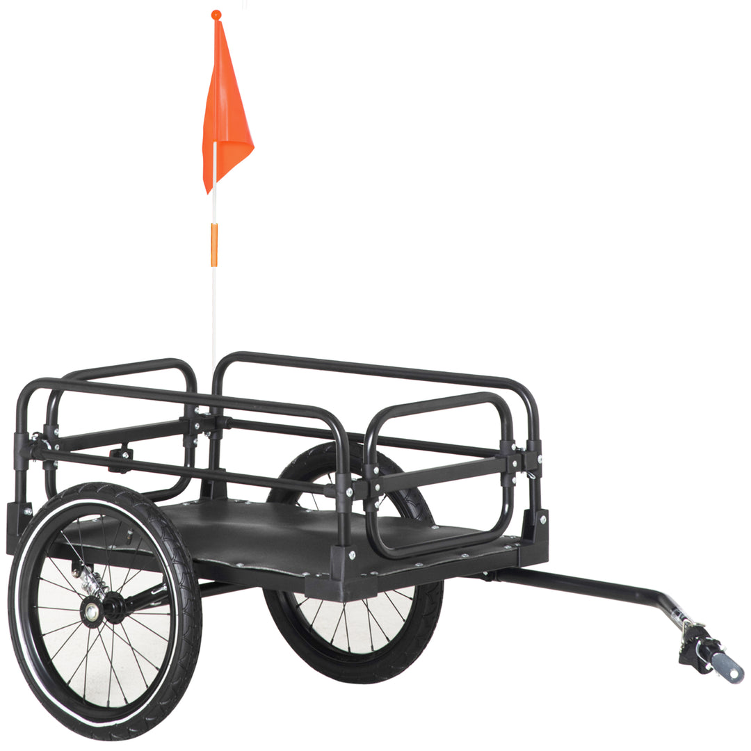 HOMCOM Steel Bike Trailer with Triple Safety, Wagon Bicycle Trailer with Suspension, 2 Wheels Outdoor Storage Carrier, Black 