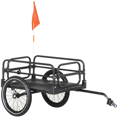 HOMCOM Steel Bike Trailer with Triple Safety, Wagon Bicycle Trailer with Suspension, 2 Wheels Outdoor Storage Carrier, Black 