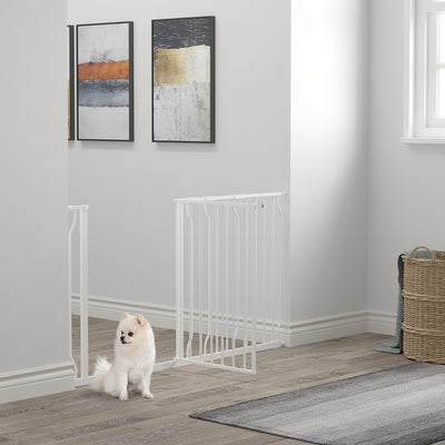 PawHut Extra Wide Dog Safety Gate, with Door Pressure, for Doorways, Hallways, Staircases - White 