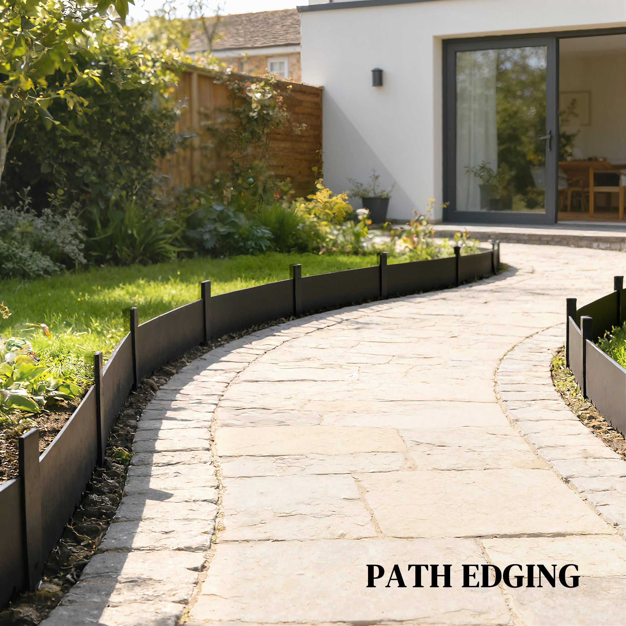 Outsunny 5pcs Garden Fence, Metal Picket Fence Panels, 115x20cm, Black 