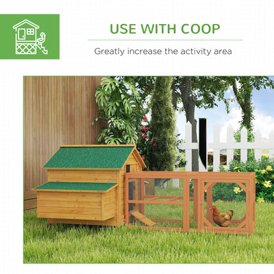 PawHut 2 Piece Wooden Chicken Coop and Run Set, Poultry Run Cage with Nesting Box, Slide-Out Tray, for 4-8 Chickens, Yellow 