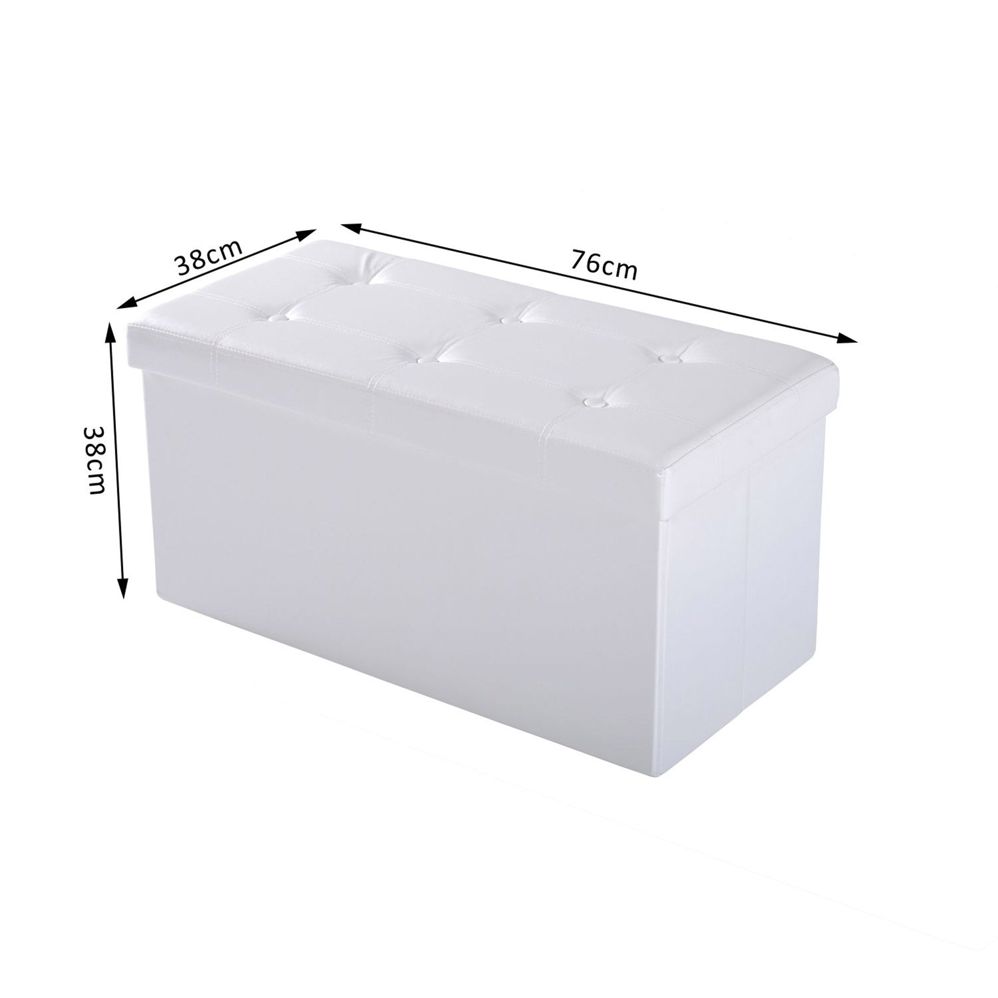 HOMCOM Folding Faux Leather Storage Cube Ottoman Bench Seat PU Rectangular Footrest Stool Box (Cream White) 