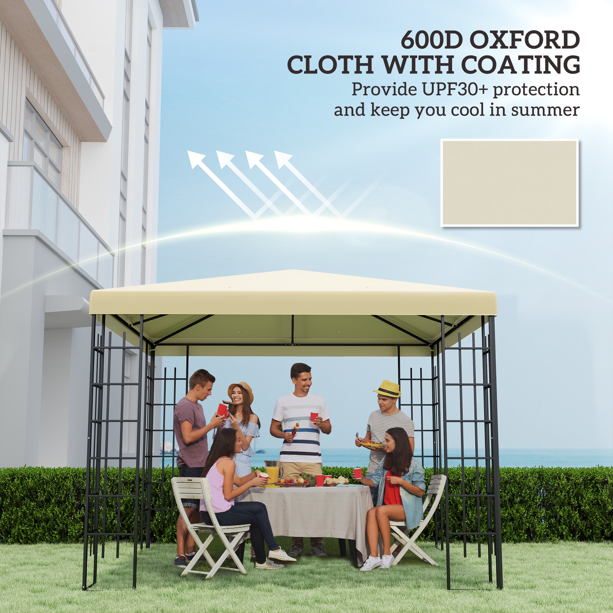 Outsunny 3 x 3(m) Gazebo Frame Replacement - Cream