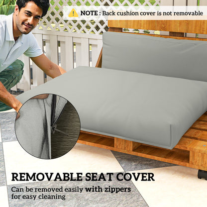 Outsunny 2 Seater Pallet Furniture Cushions Pallet Cushions, UPF20+ 220gsm Fabric, 20 cm Thick Outdoor Seat Pads, Light Grey 
