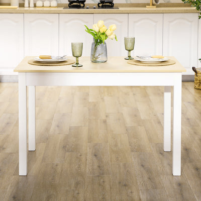 HOMCOM Dining Table for 4 to 6, Modern Kitchen Table with Wood Effect Tabletop, Thick Legs, 120cm, Oak Wood Grain 
