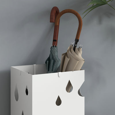 HOMCOM Six-Umbrella Steel Holder Stand - White 