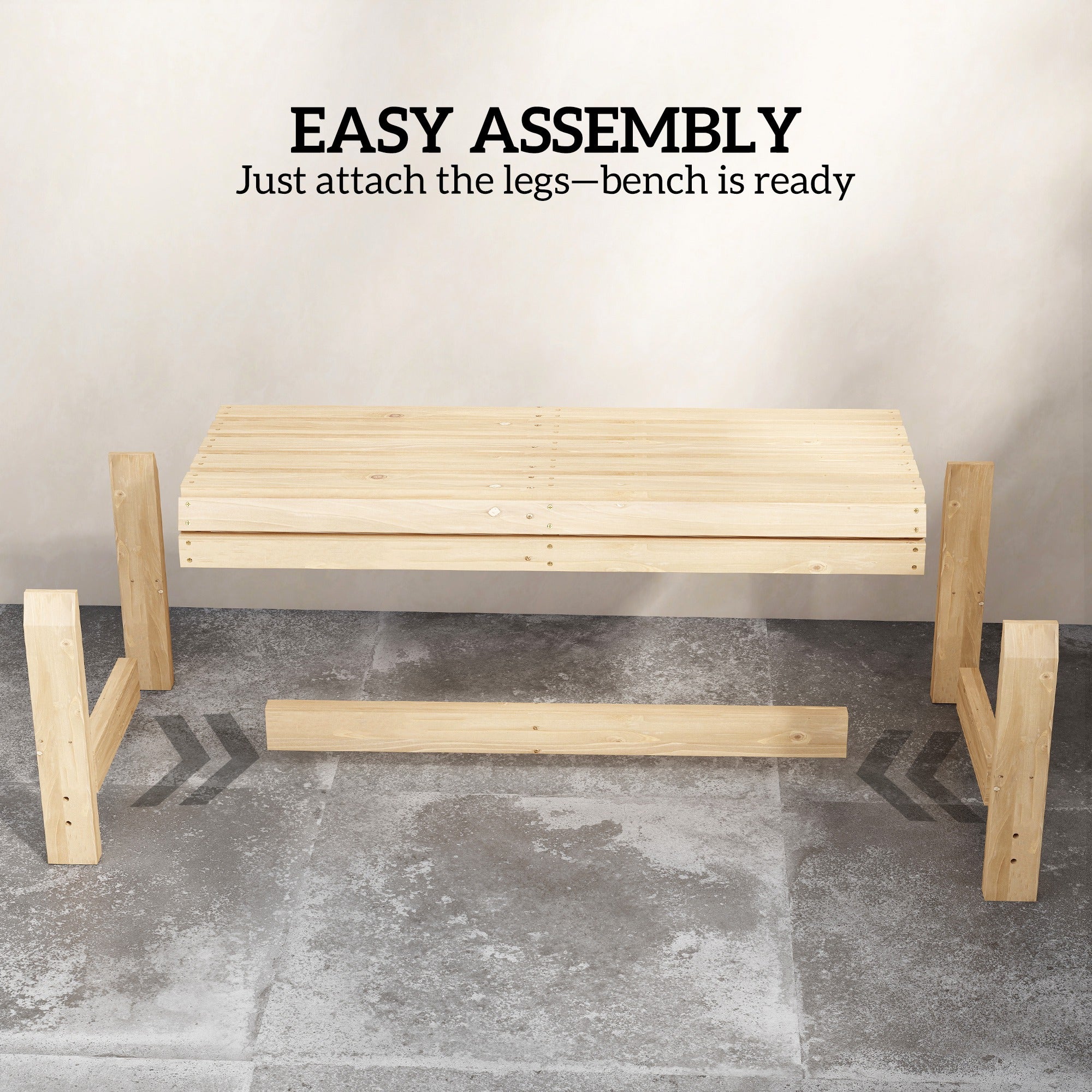 Outsunny Wooden Outdoor Bench, 2 Seater Garden Bench, Backless Patio Bench with Slatted Curved Seat, Natural Wood Finish 