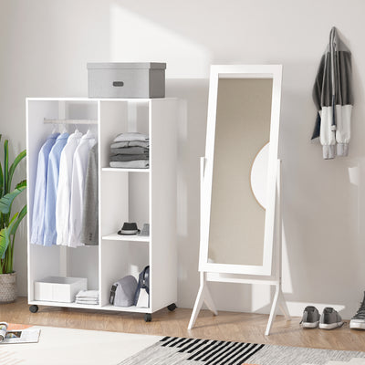 HOMCOM Freestanding Dressing Mirror Bedroom Tall Adjustable Angle 148x47cm White 