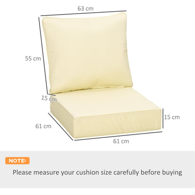Outsunny 4 Pieces Outdoor Seat and Back Cushion Set Patio Deep Seating Chair Replacement Cushion, Beige 