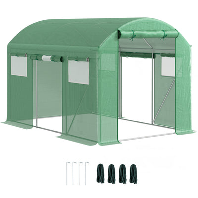 Outsunny 9.8 x 6.6ft Walk-In Polytunnel Greenhouse - Green 