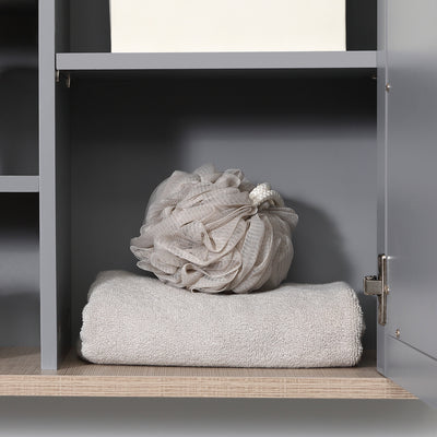 kleankin Bathroom Wall Mirror Cabinet, Cupboard with Door, Storage Cabinet with Adjustable Shelf for Corridors Living Rooms, Grey 