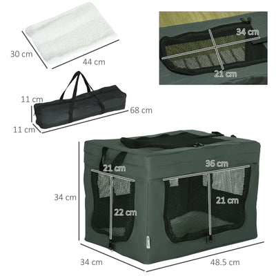 PawHut 48.5cm Pet Carrier, with Cushion, for Miniature Dogs - Grey 