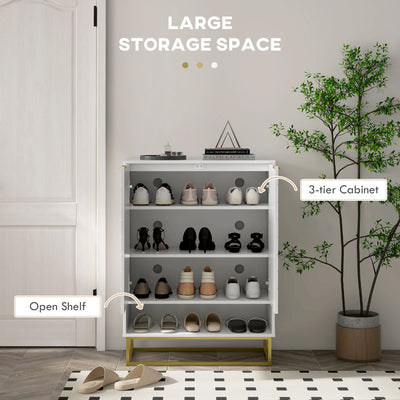 HOMCOM Shoe Storage Cabinet, Modern Shoe Cupboard with Open Shelf, Adjustable Shelf, 6 Vents, Shoe Rack for 12 Pairs of Shoes 