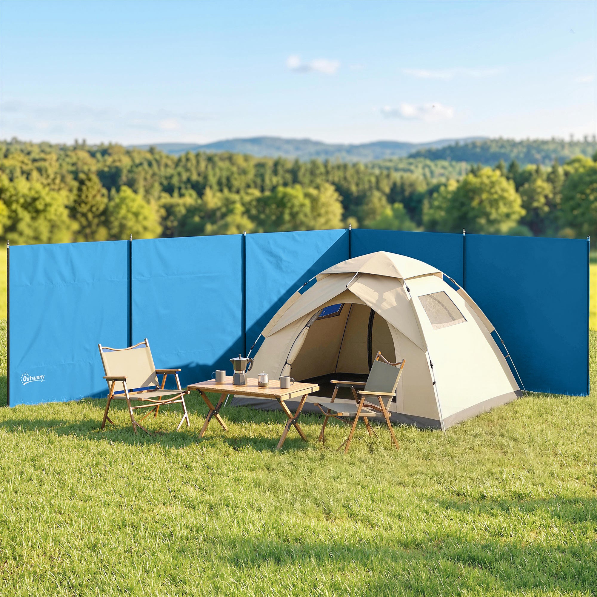 Outsunny Camping Windbreak, Foldable Portable Wind Blocker w/ Carry Bag and Steel Poles, 780cm x 150cm 