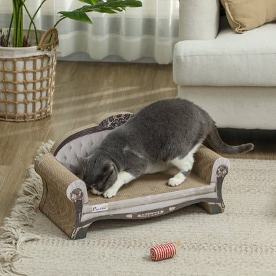 PawHut 2 in 1 Cat Scratcher with Organic Catnip for Indoor Cats, 29.5 x 56 x 26cm, Brown 