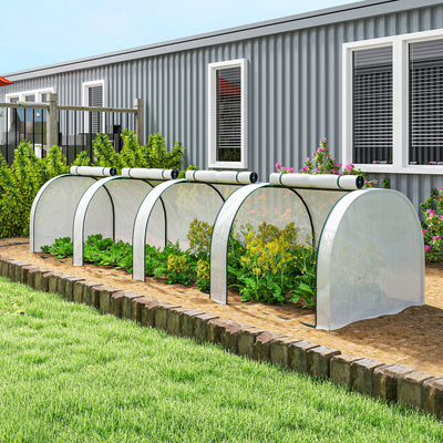 Outsunny 395 x 100 cm Low Tunnel Greenhouse - White