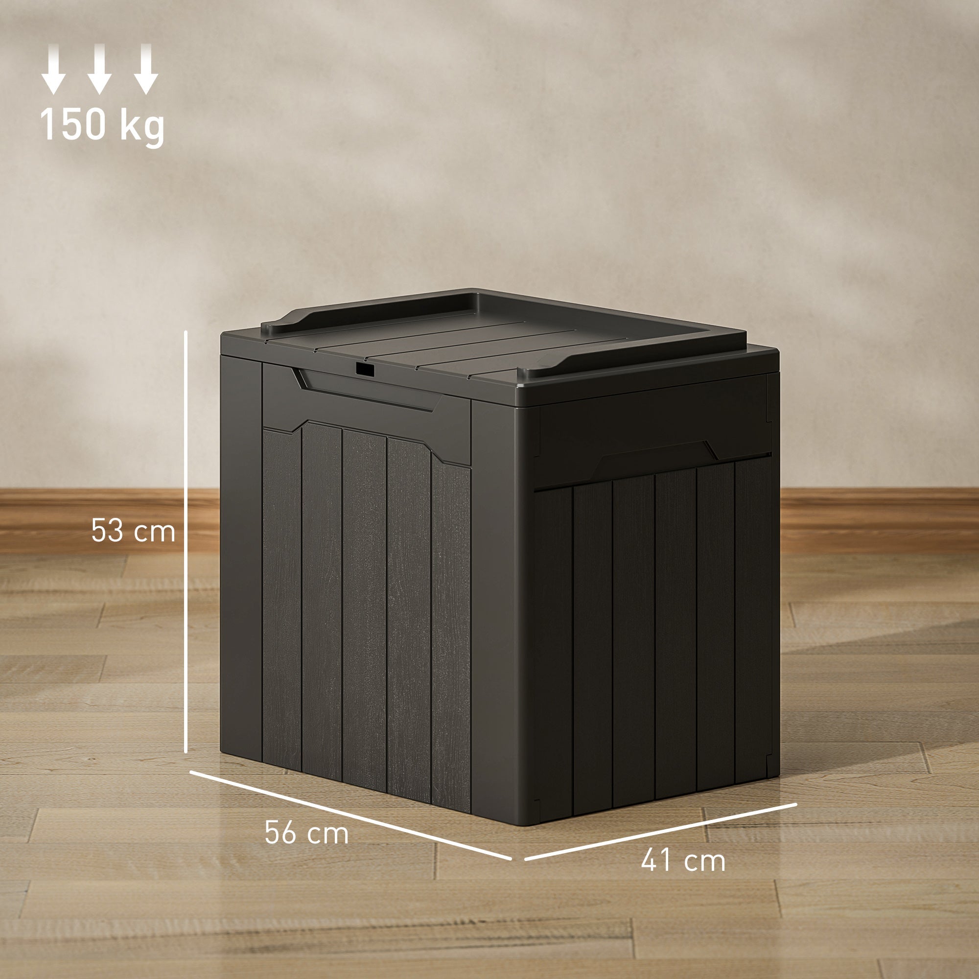 HOMCOM 107 L Plastic Storage Chest with Lid - Charcoal Grey 