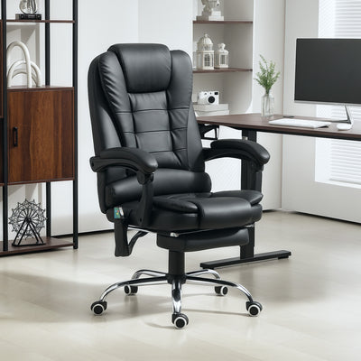 Vinsetto Heated 6 Points Vibration Massage Executive Office Chair Adjustable Swivel Ergonomic High Back Desk Chair Recliner with Footrest Black 