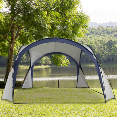 Outsunny Gazebo Party Tent, 3.5x3.5m-Cream/Blue 