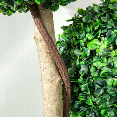 HOMCOM Decorative Artificial Plant Boxwood Ball Topiary Tree in Pot Fake Plant for Home Indoor Outdoor Decor, 90 cm, Dark Green 