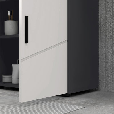 kleankin Pedestal Sink Bathroom Cabinet, Bathroom Vanity Unit with 20 x 20cm "U" Cut-Out and Adjustable Shelf, Light Grey 