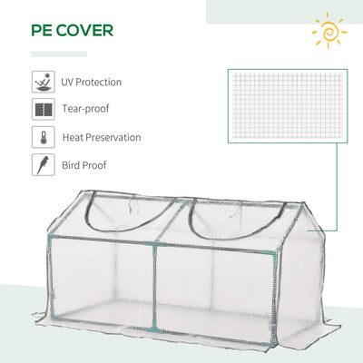 Outsunny Mini Greenhouse Portable Flower Planter Tomato Vegetable House for Garden Backyard with Zipper 120 x 60 x 60 cm, White 