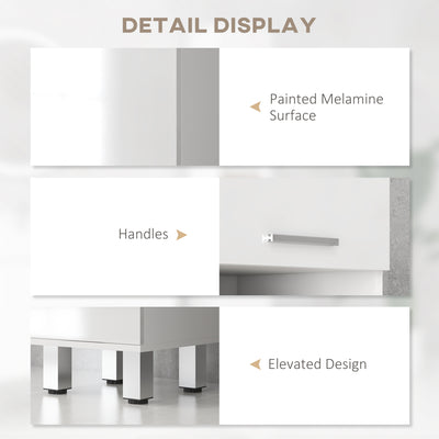 kleankin 71" Tall Slim Bathroom Storage Cabinet, Tall Narrow Cupboard with Drawer, Open Shelves, 2 Doors Cabinets and Adjustable Shelves for Kitchen, Hallway, Living Room, High Gloss White 