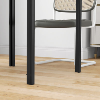 HOMCOM Modern Square Dining Table for 2-4 People, with Glass Top & Metal Legs, Black 