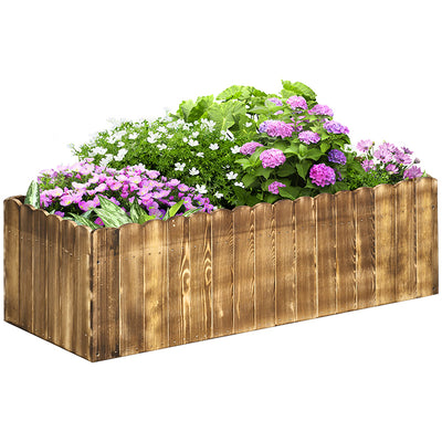 Outsunny 109L Raised Garden Bed, Wooden Rectangle Planter Box, Outdoor Herb Vegetable Flower Pot (100L x 40W x 30H cm) 