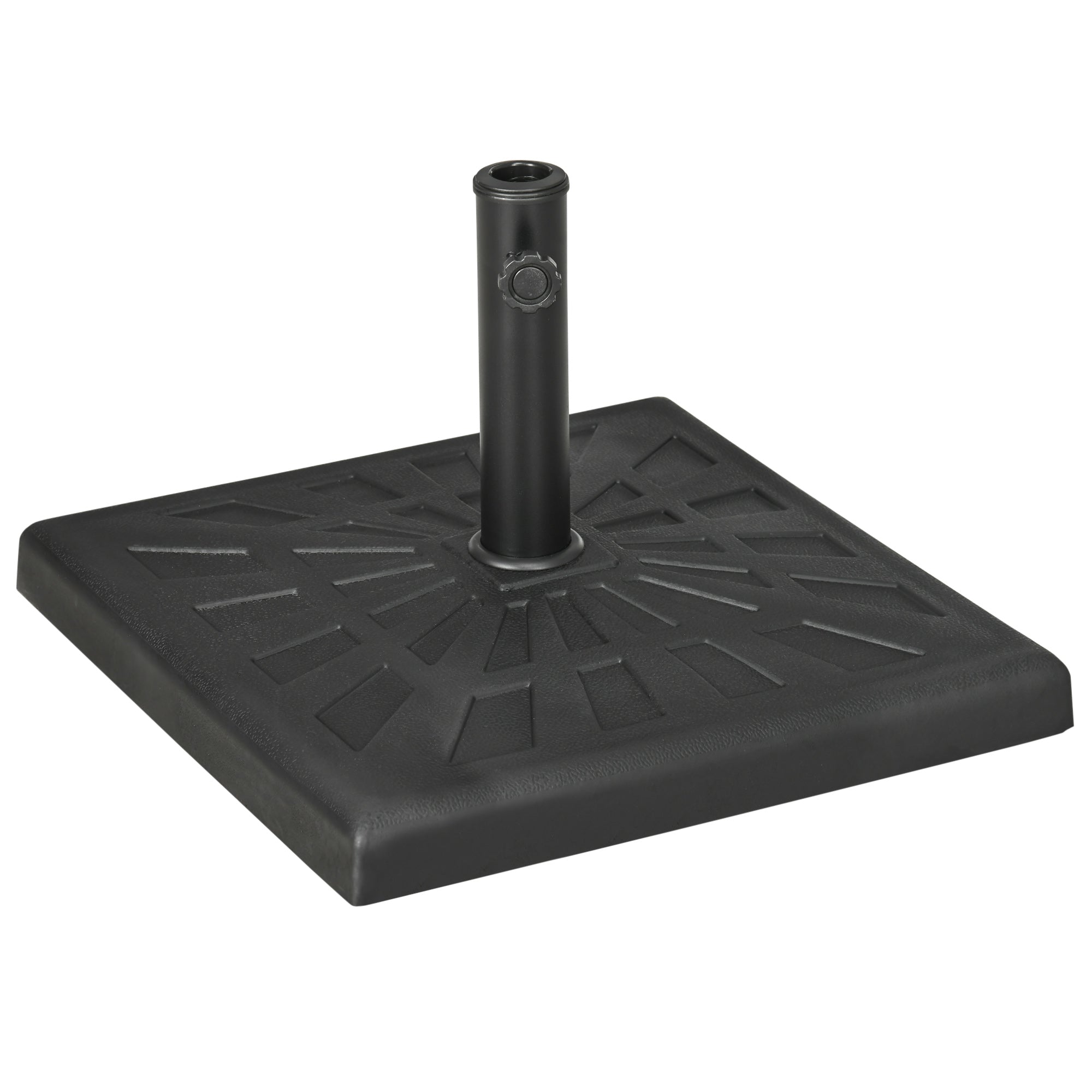 Outsunny 19kg Resin Garden Parasol Base Holder, Square Outdoor Market Umbrella Stand Weight for Poles of \'ce\'a632mm, \'ce\'a638mm, and \'ce\'a648mm, Black
