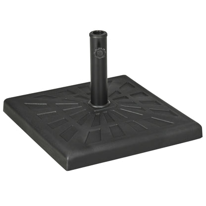 Outsunny 19kg Resin Garden Parasol Base Holder, Square Outdoor Market Umbrella Stand Weight for Poles of \'ce\'a632mm, \'ce\'a638mm, and \'ce\'a648mm, Black