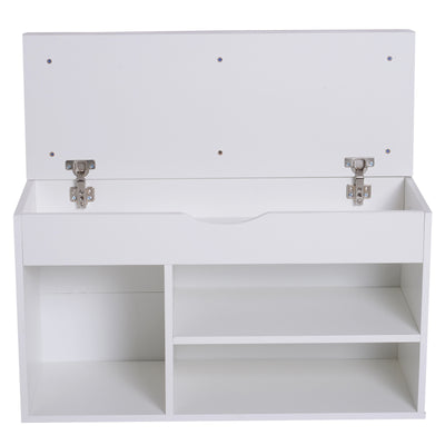 HOMCOM Wooden Shoes Cabinet Bench Hidden Storage Padded Seat Organiser Footwear Rack Hallway White 80 x 30 x 47 cm 