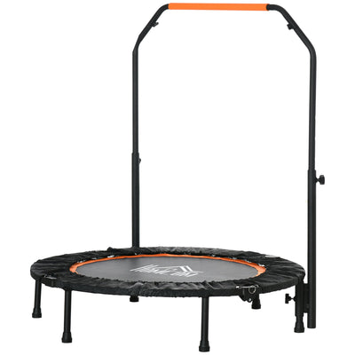 HOMCOM 40" Foldable Mini Fitness Trampoline, with Adjustable Foam Handle, Orange 