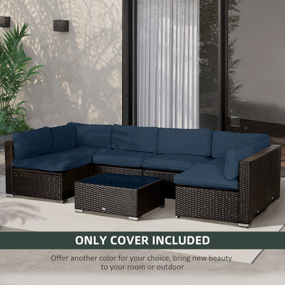 Outsunny Garden Rattan Sofa Cushion Polyester Cover Replacement Outdoor- No Cushion Included, Blue 