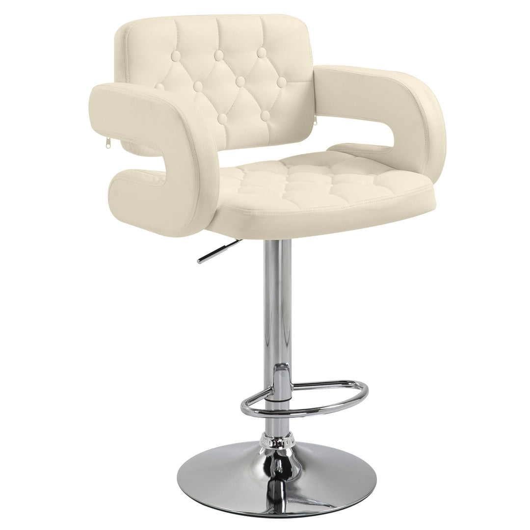 HOMCOM PU Leather Upholstered Swivel Bar Stool, Height Adjustable with Back, Armrest, Footrest, Beige 