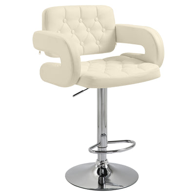 HOMCOM PU Leather Upholstered Swivel Bar Stool, Height Adjustable with Back, Armrest, Footrest, Beige 