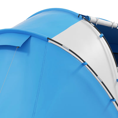 Outsunny 4-6 Man Camping Tent w/ Two Bedroom, Hiking Sun Shelter, UV Protection Tunnel Tent, Blue and White 