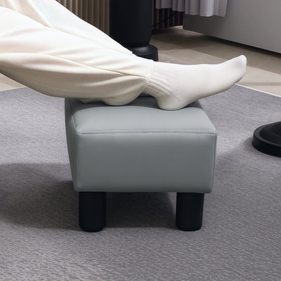 HOMCOM PU Leather Footstool with 4 Plastic Legs, Grey 