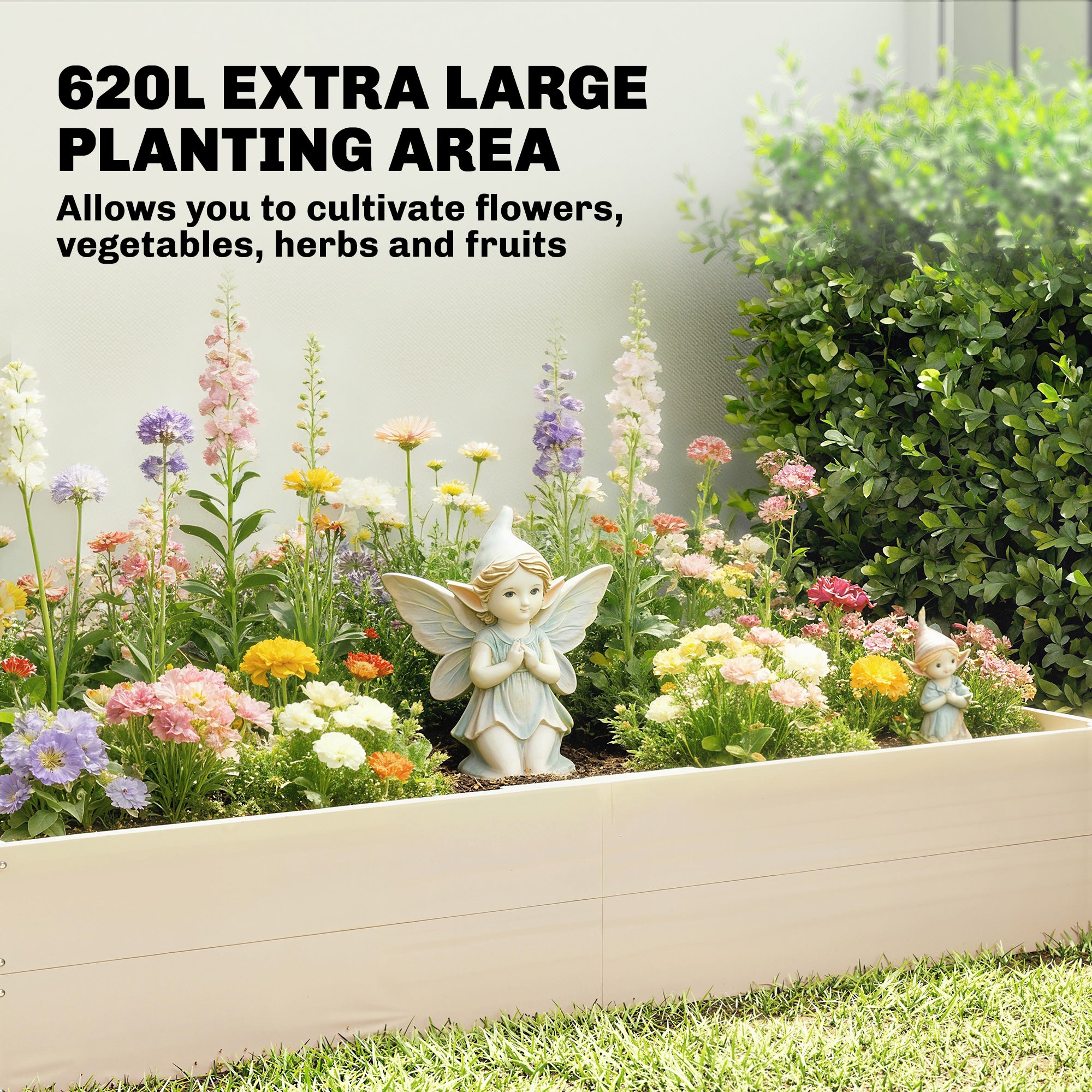 Outsunny Wooden Raised Bed for Garden, 620L Extra Large Raised Garden Bed with Open Bottom, Outdoor Elevated Planter Box 