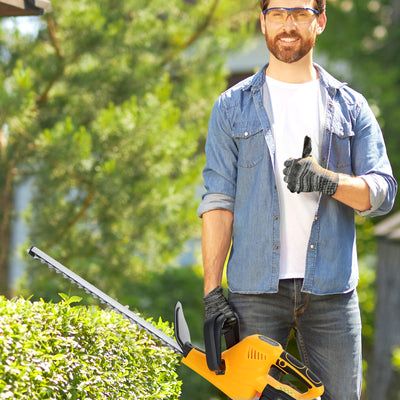 Outsunny Cordless Hedge Trimmer, Electric Hedge Cutter with 51cm Blade, Brushless Motor and 2 x 4.0Ah Batteries for Branches, Shrubs, Twigs, Orange 